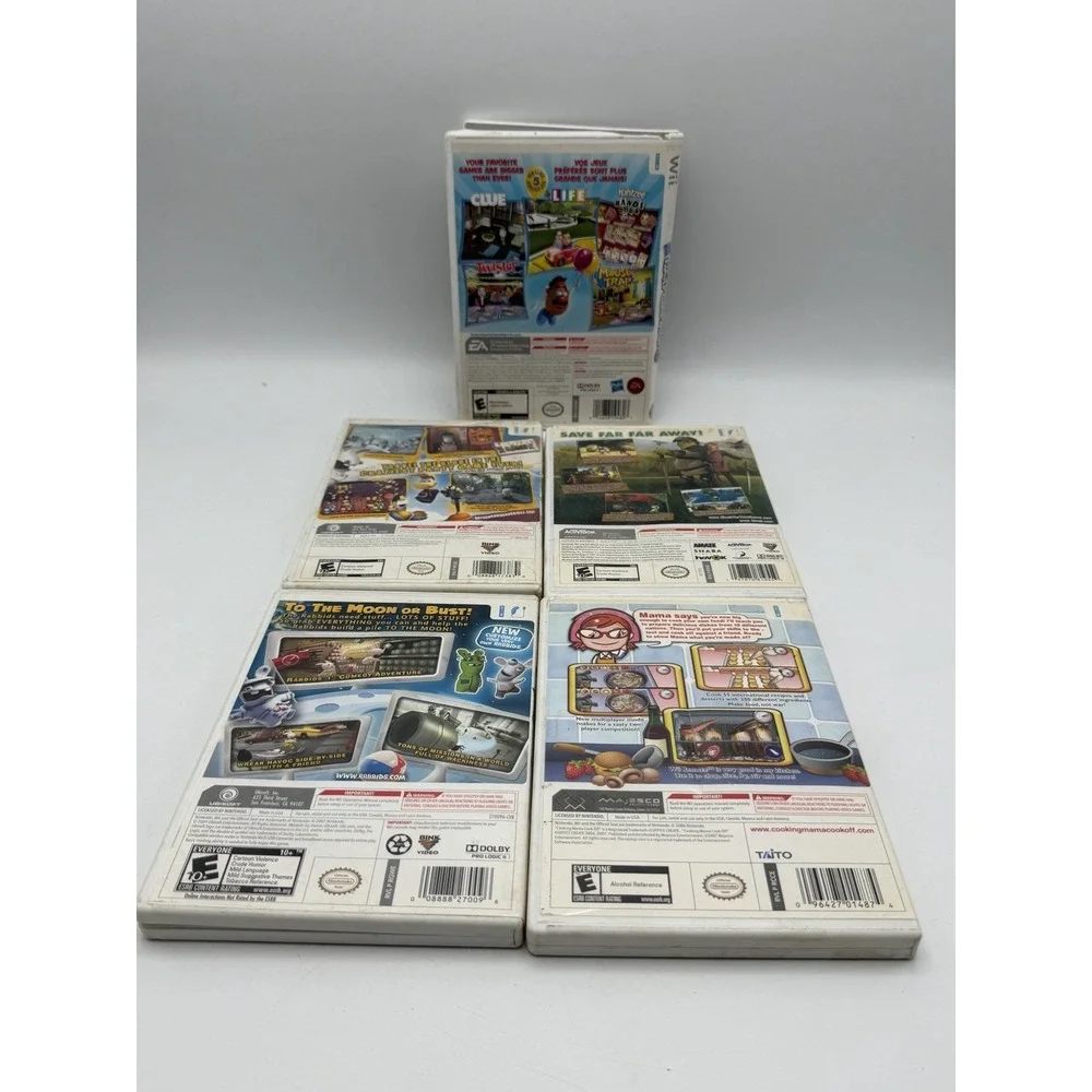 Nintendo Wii 5 Game Lot Family Game Night Cooking Mama Rabbids Shrek _ READ